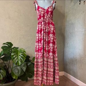 Floral Burgundy maxi dress, American eagle ; xxs